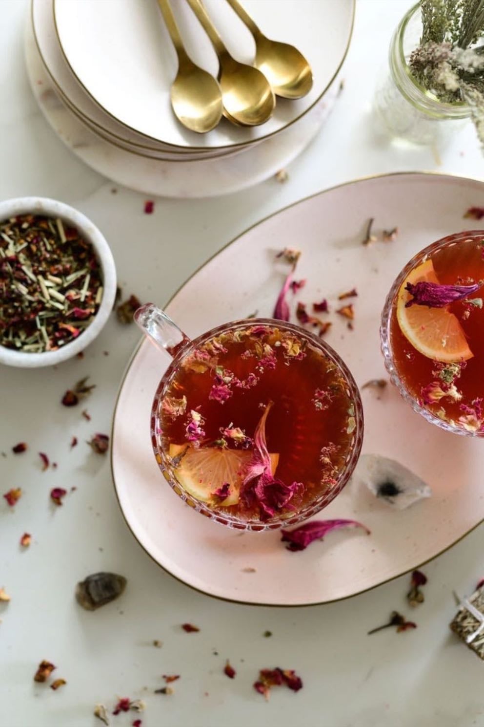 Linden & Rose Tea - • A small handful of linden blossoms
• 1 tsp dried rose petals
• Optional: honey
Benefit: Calming and lightly floral. Very relaxing.