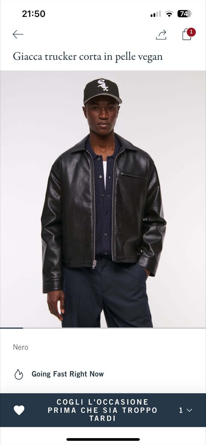 Leather Jacket black - Abercrombie & Fitch