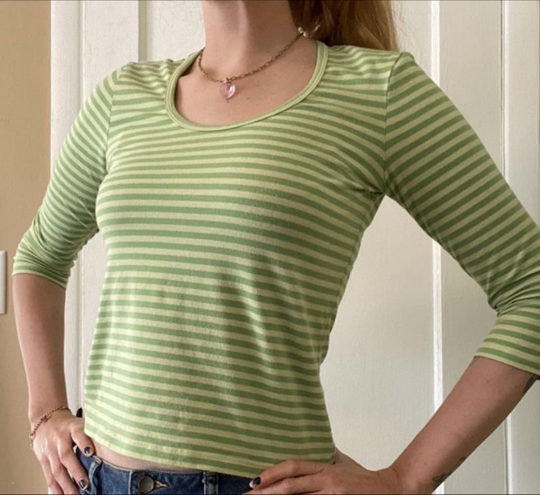 Striped green long sleeve or 3/4