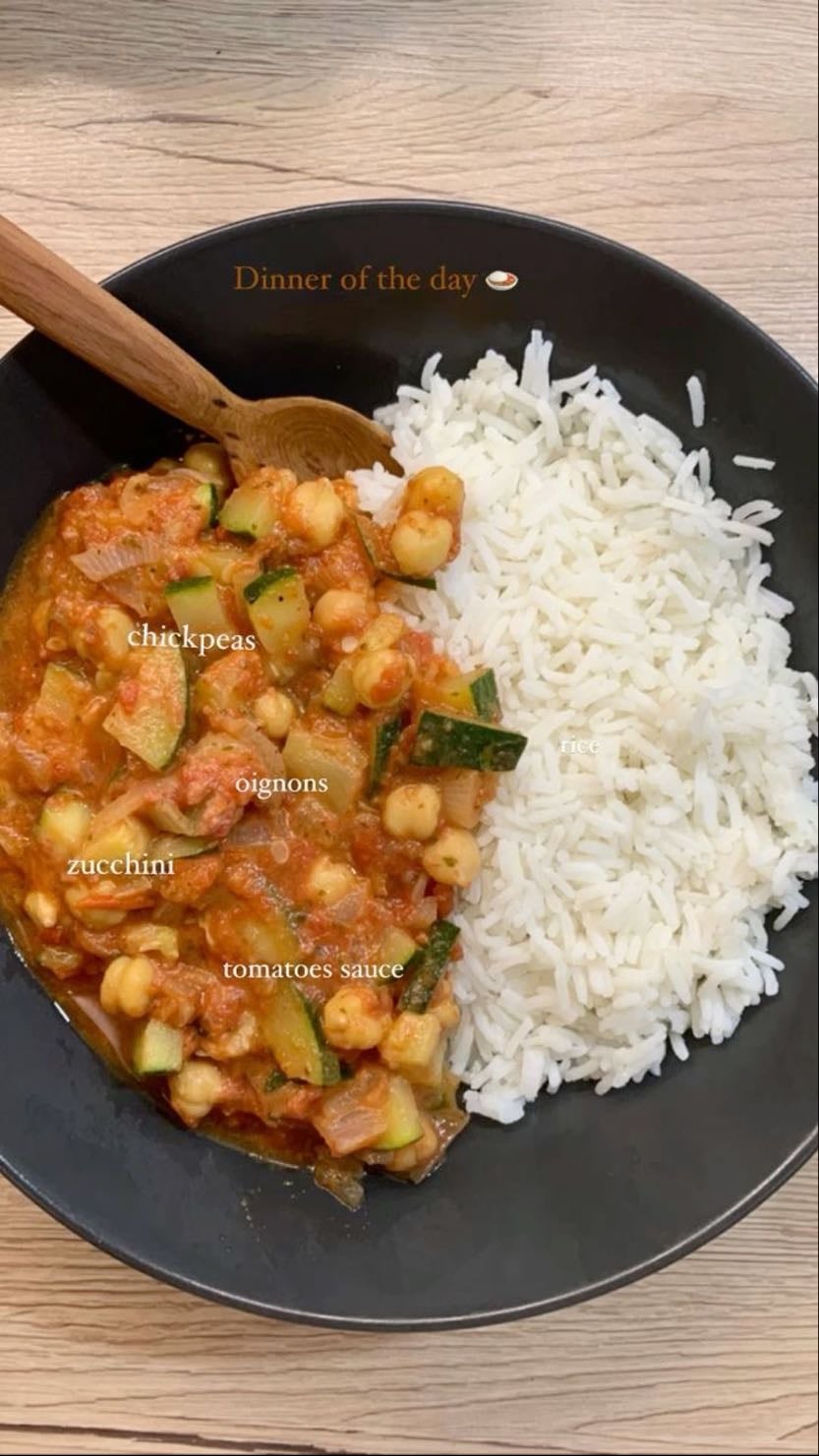 Chickpea curry and rice