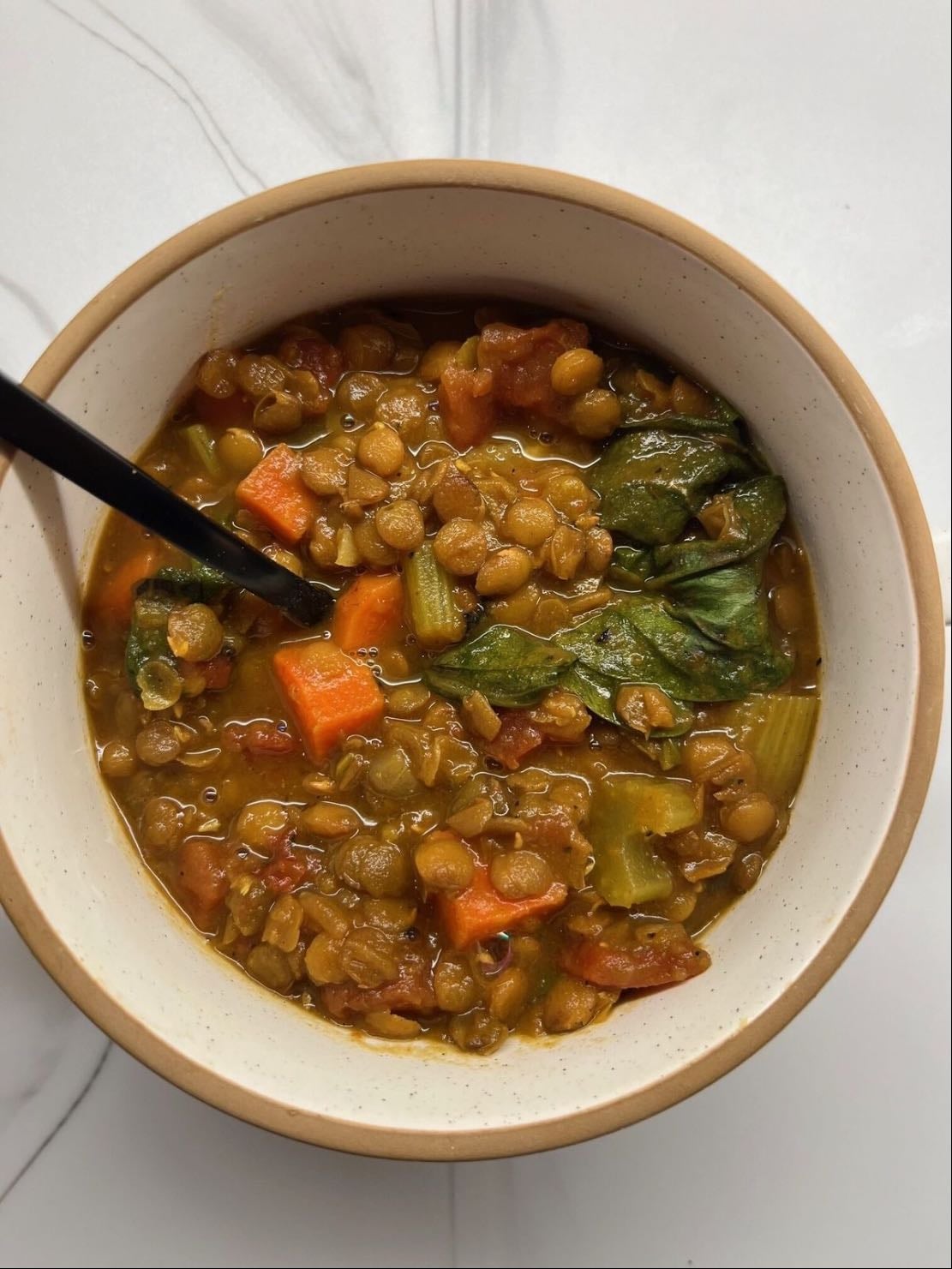 Lentil and spinach soup