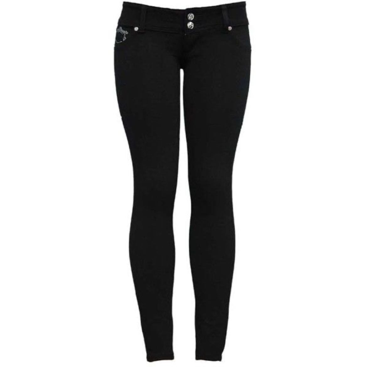 black low-rise skinny jeans