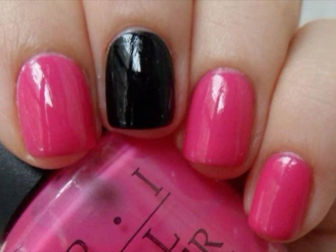 black and pink nails