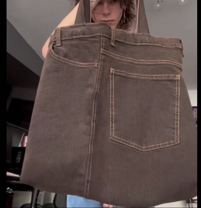 Denim pants tote bag