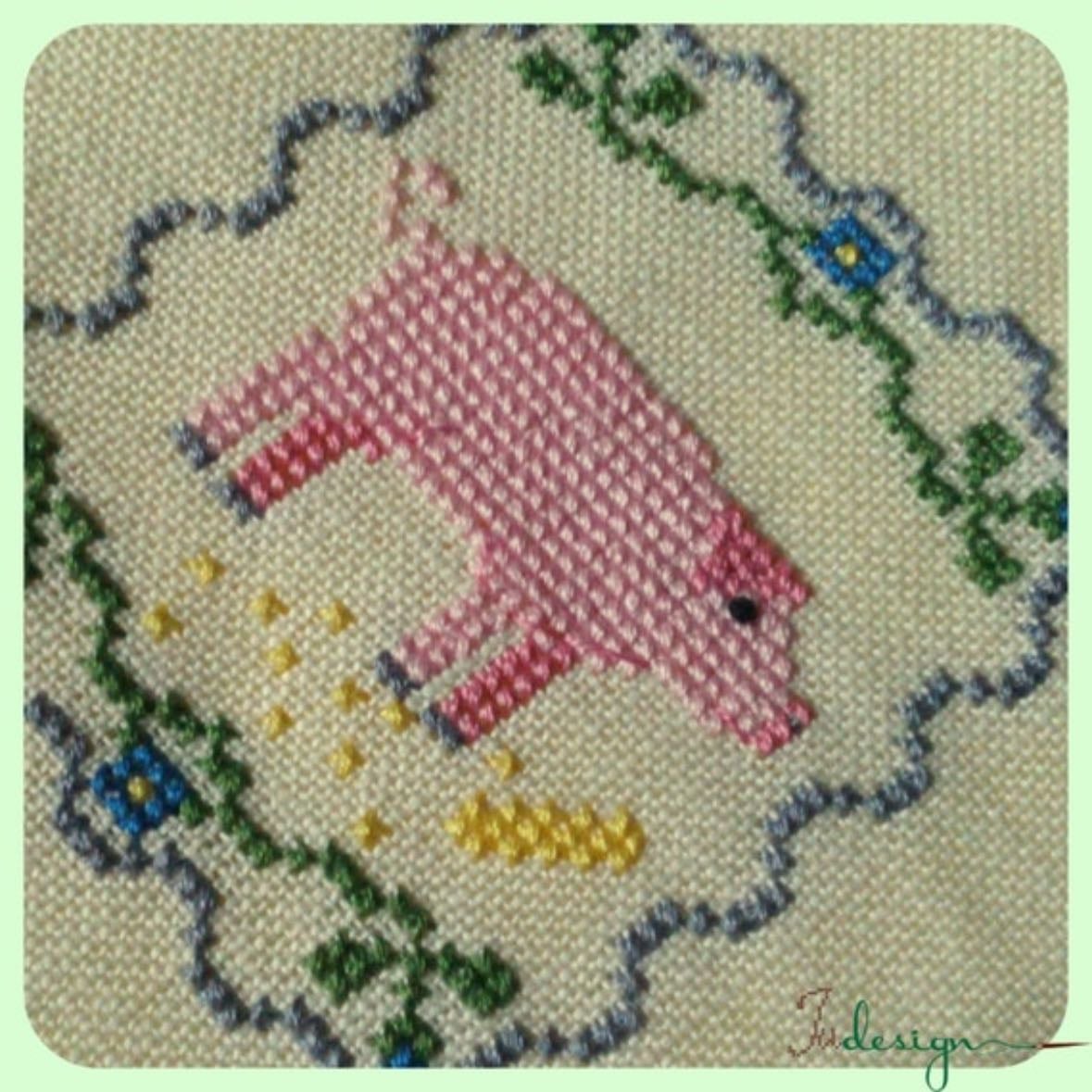 Little Pig Cross Stitch Sampler