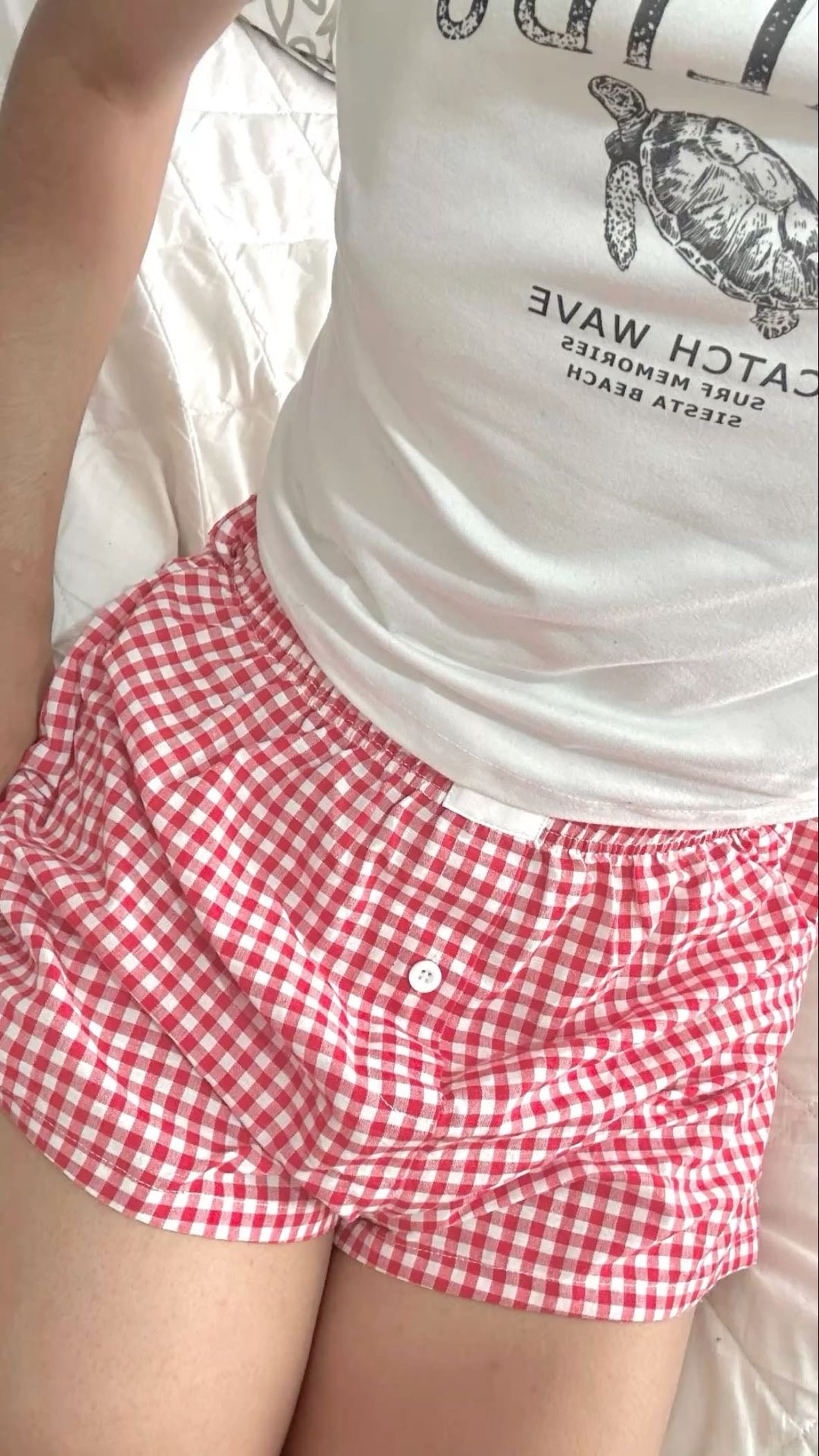Shorts cuadros - Rojo