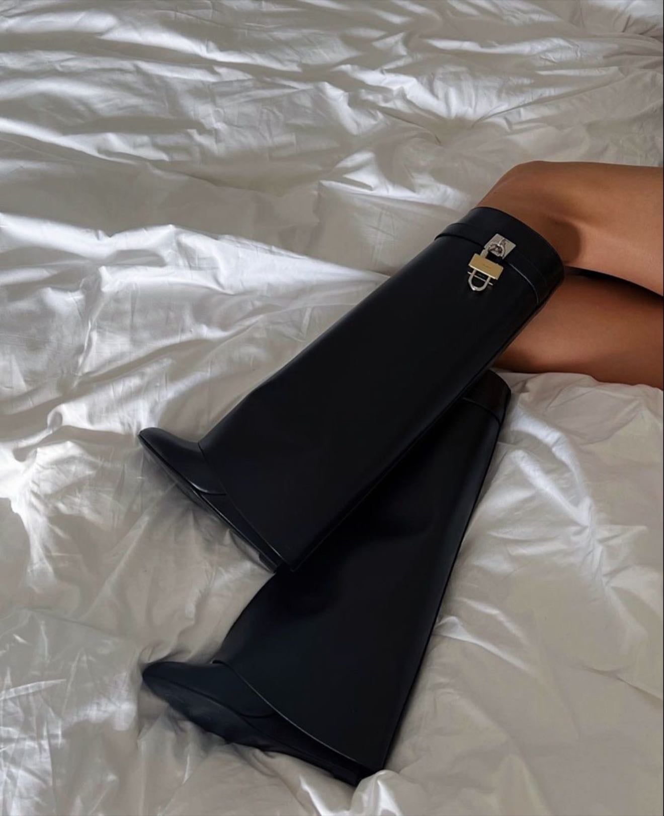 structured leather knee-high boots