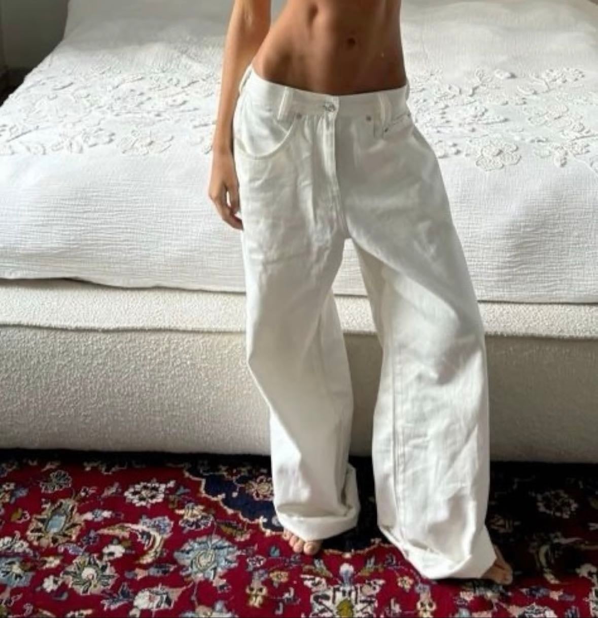 White sheer jeans