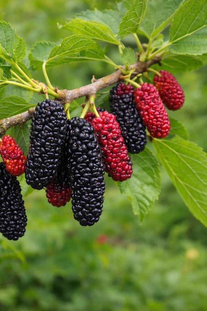 Illinois Everbearing Mulberry - Taste: Very sweet, mildly tart, juicy
