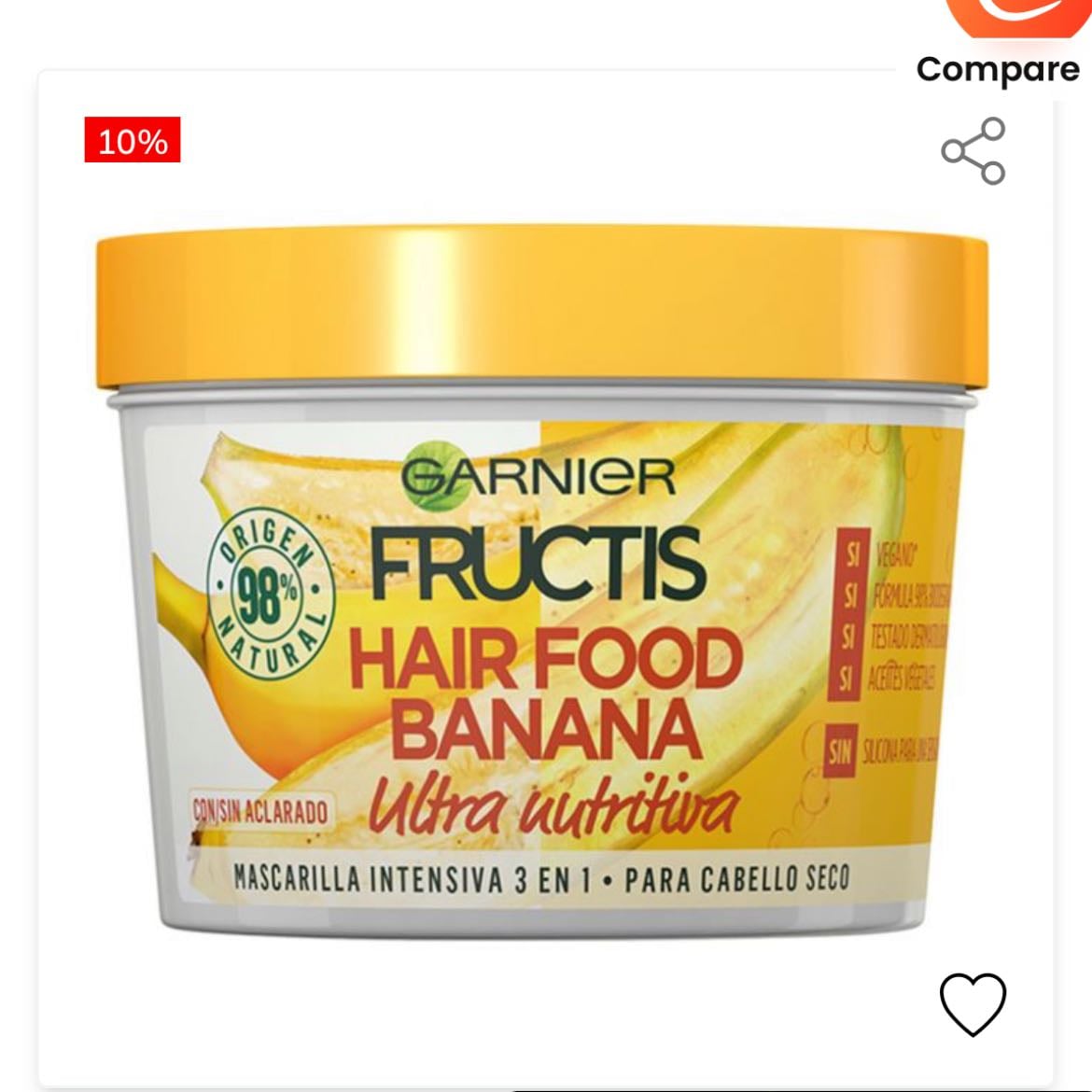 Fructis Hair Food Mascarilla Cabello 3 en 1 Banana - de Garnier