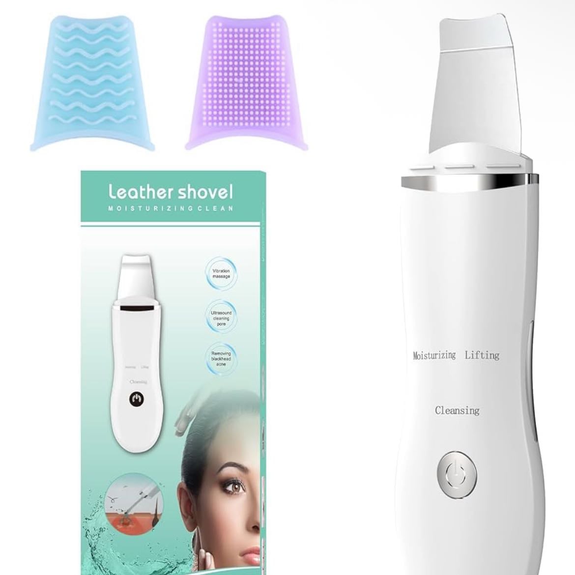 Anluomania Peeling Ultrasónico Facial, Skin Scrubber, Limpiador Facial, Limpiador de Poros, Espatula para Limpieza Facial 3 Modos, USB Recargable, para Limpieza Profunda Eliminar Puntos Negros - de Anluomania