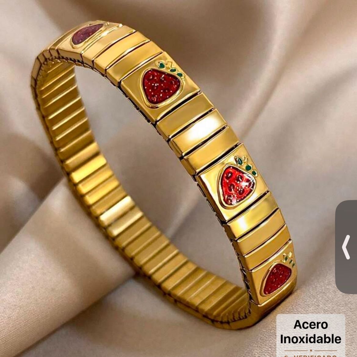 1 pieza Pulsera vintage elástica de acero inoxidable con frutas esmaltadas para mujer, regalo de joyería para San Valentín, cumpleaños, mamá, Día de la Madre - de Shein