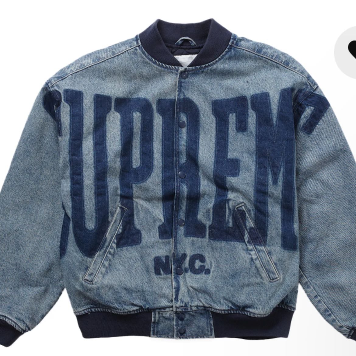 Chaqueta universitaria Supreme Washed Knockout Denim Azul Lavado - de Supreme