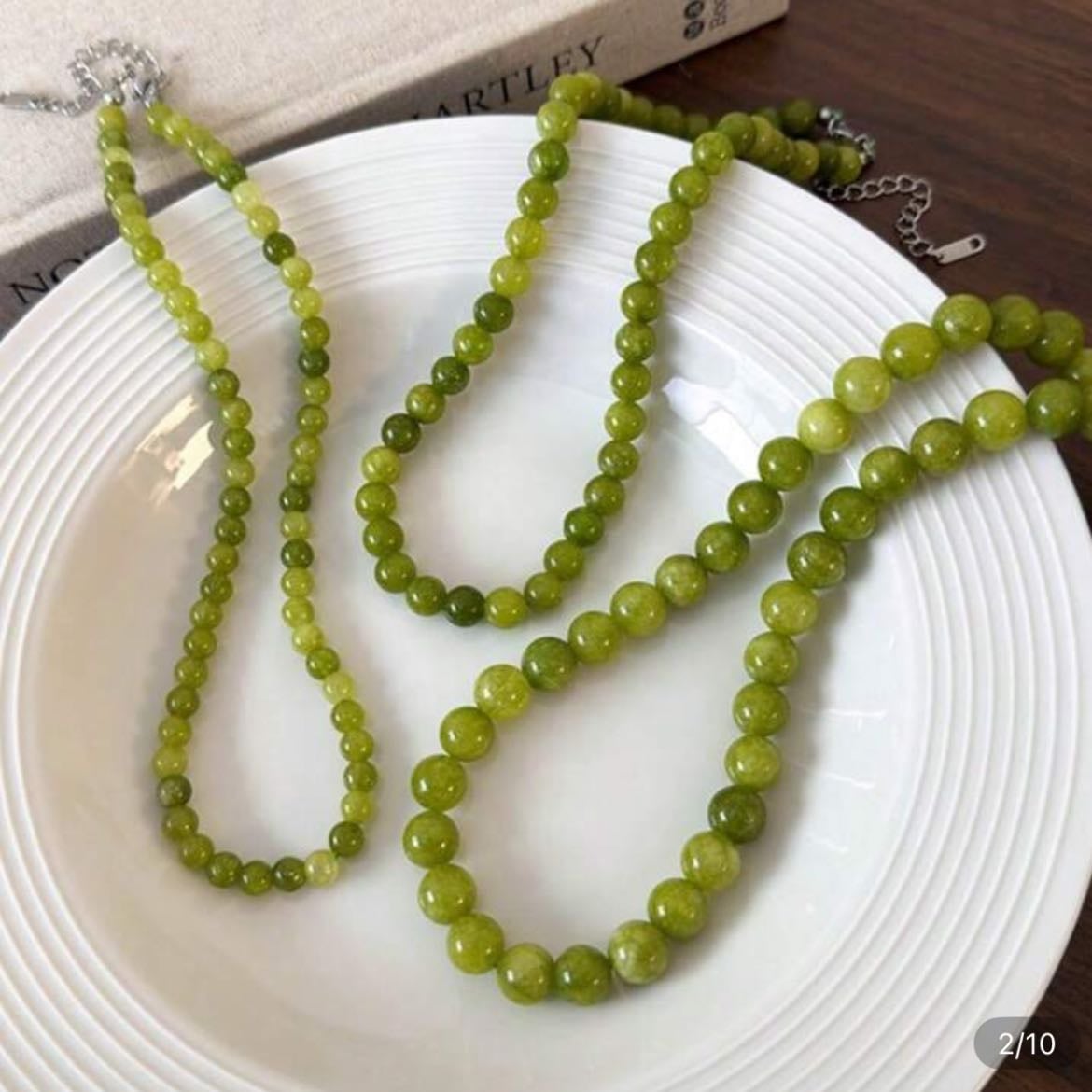 1 pieza Nueva Collar con cuentas de piedra natural de uva verde estilo francés de primavera/verano 2025, Cadena de clavícula hecha a mano, Nuevo accesorio de moda chino - de Shein