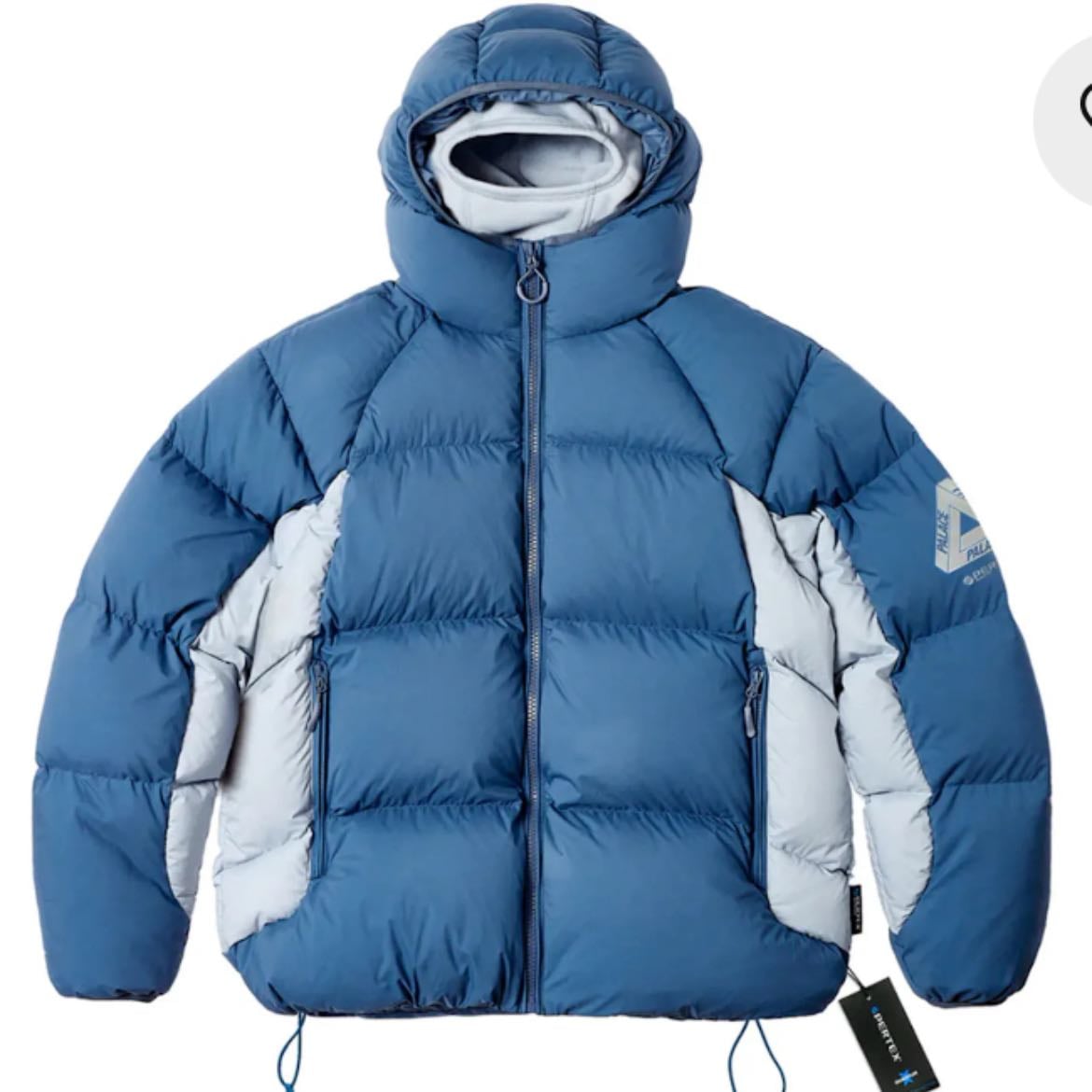 Chaqueta Puffer con pasamontañas Palace Pertex Matte en azul claro