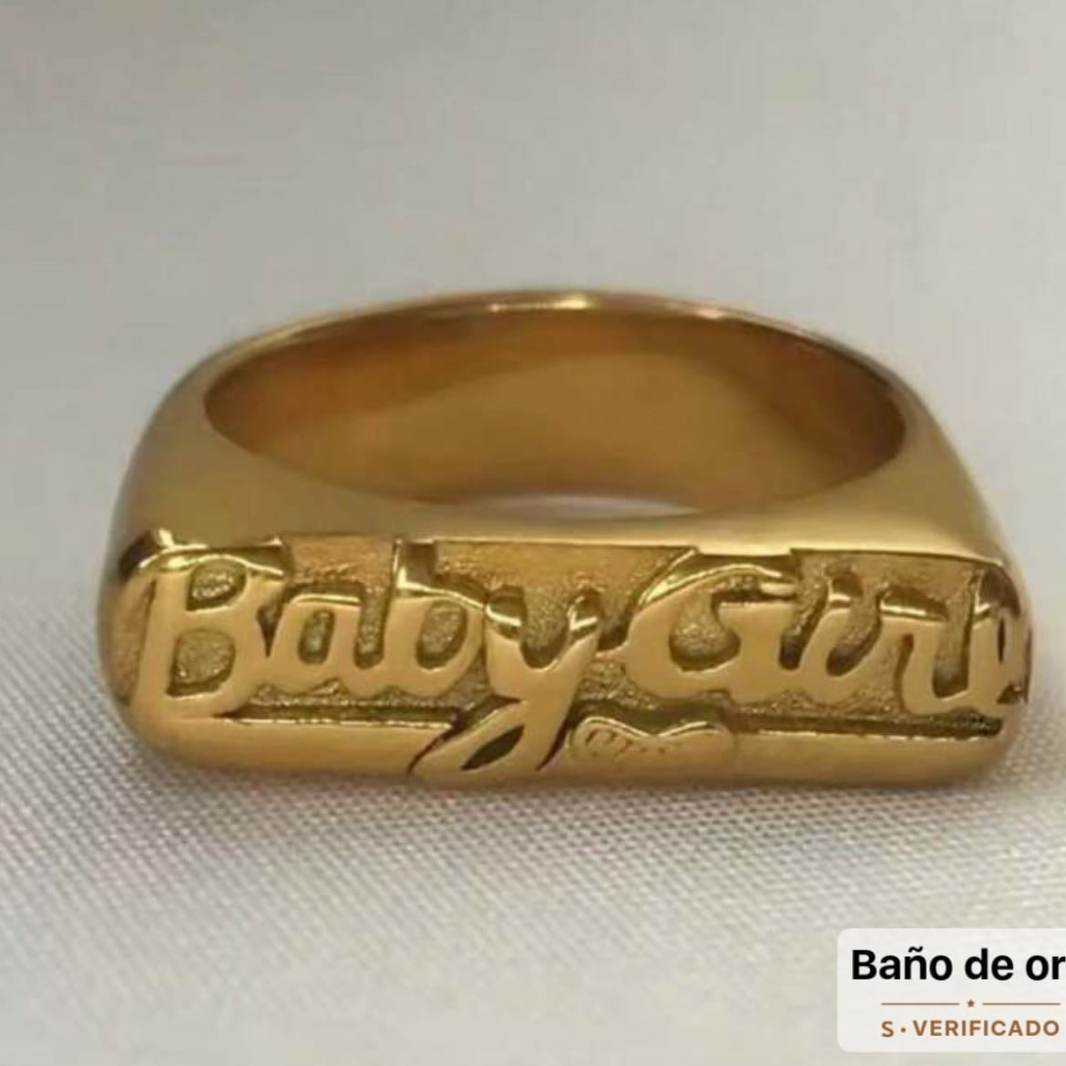 VKHK 1 pieza Anillo simple de acero inoxidable enchapado en oro de 18K con letra grabada, adecuado para uso diario de mujeres, regalo - de Shein