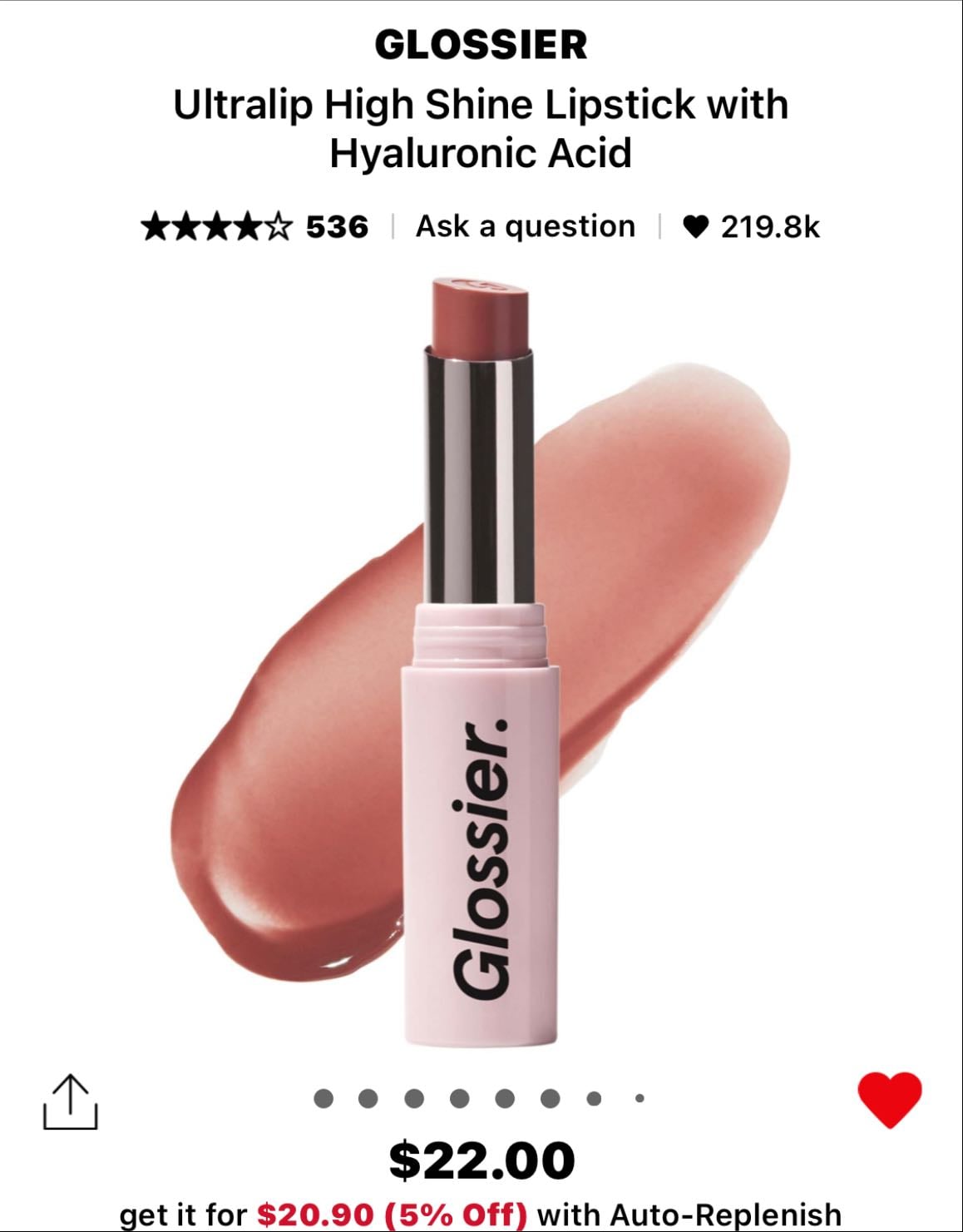 Glossier Ultralip High Shine Lipstick with Hyaluronic Acid