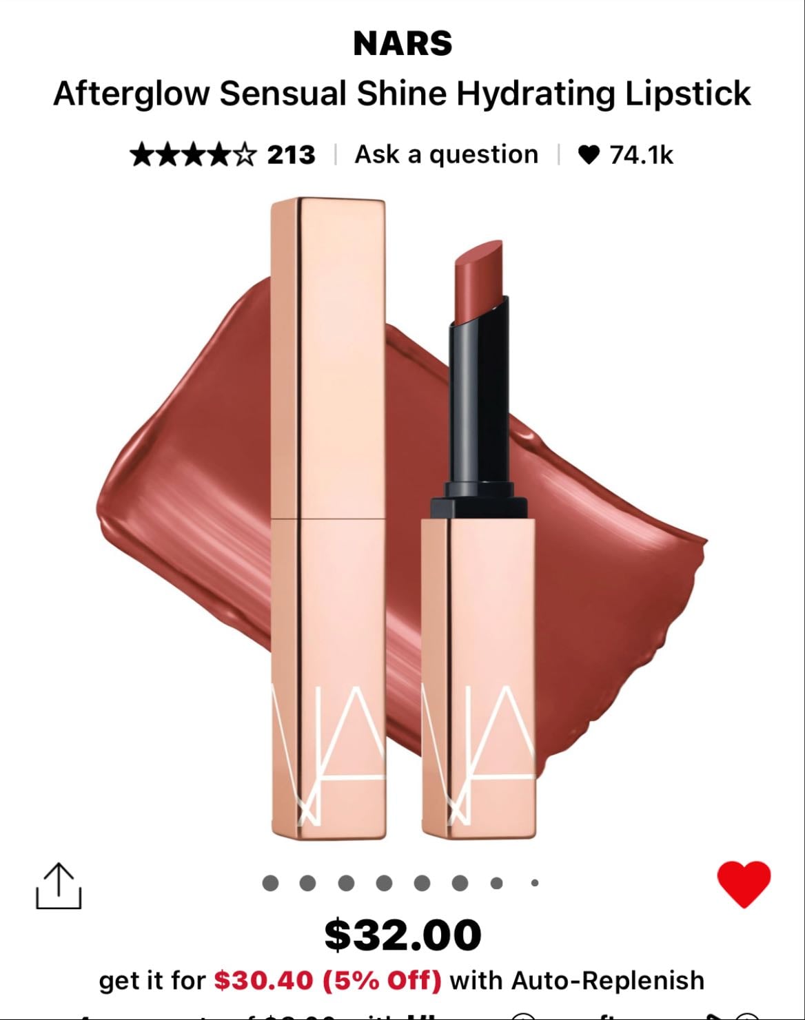 NARS Afterglow Sensual Shine Hydrating Lipstick