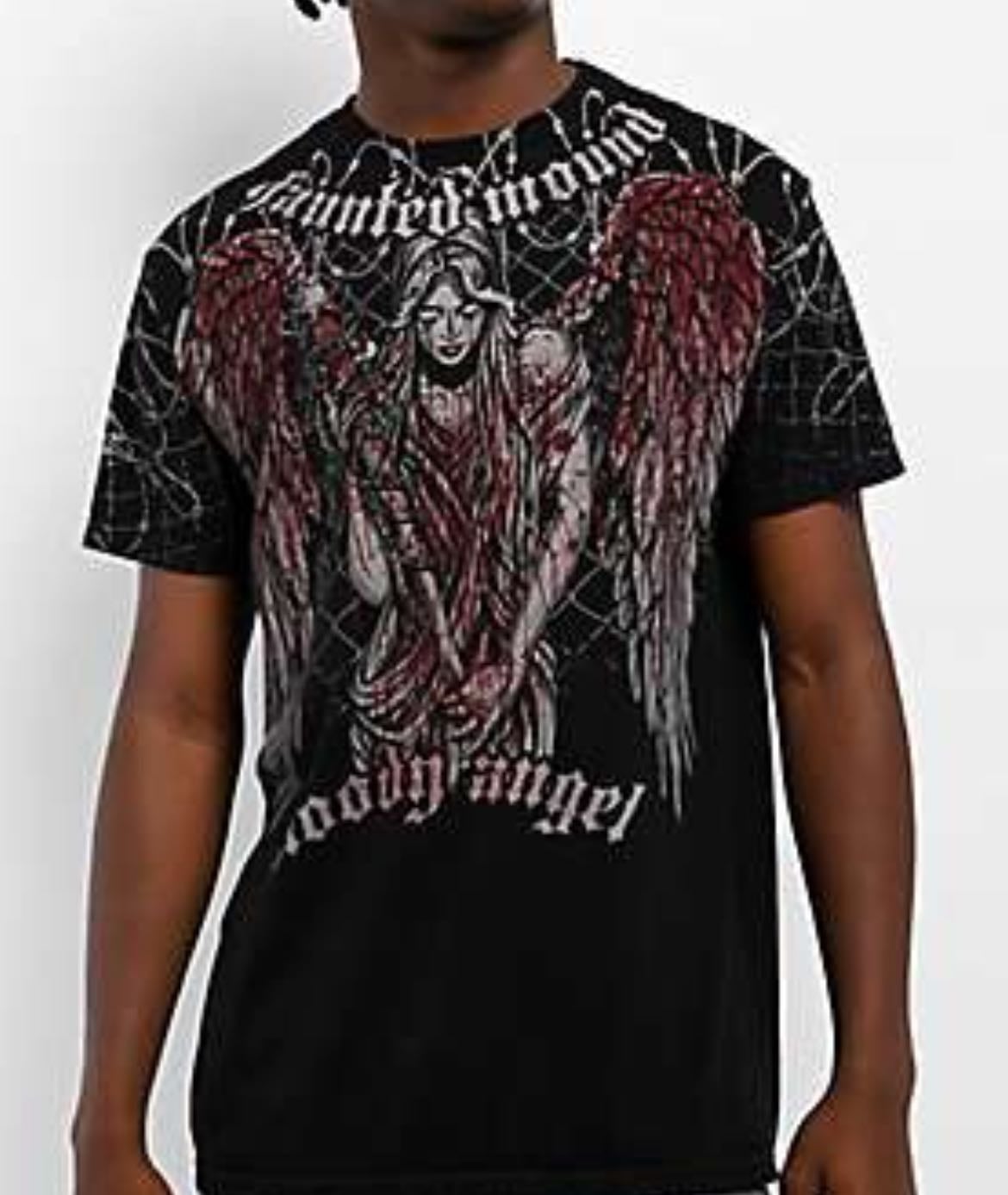 Affliction x Haunted Mound Bloody Angel Black Wash T-Shirt
