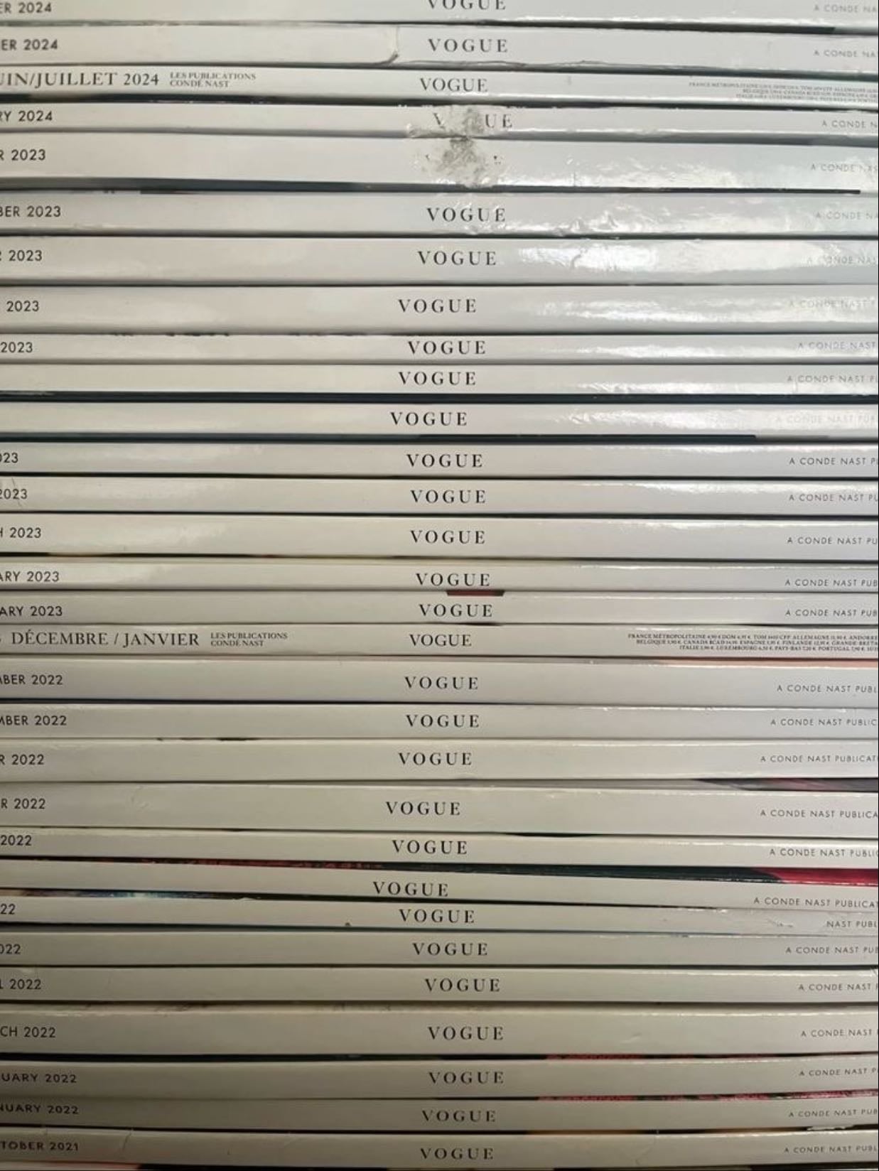 a huge stack of vogue