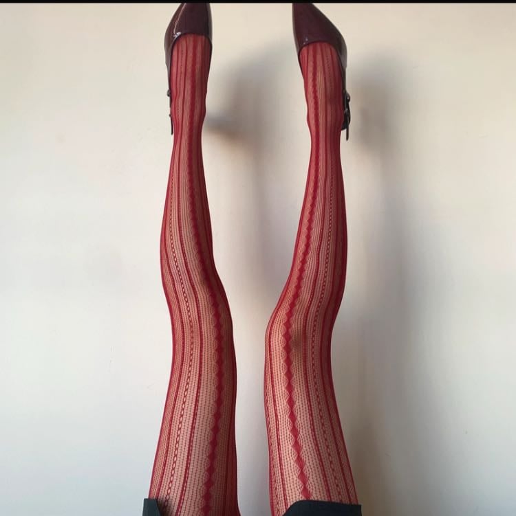 pattern tights - low denier, blue red or black
