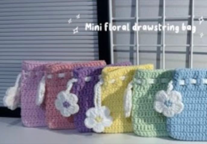 Floral drawstring bag
