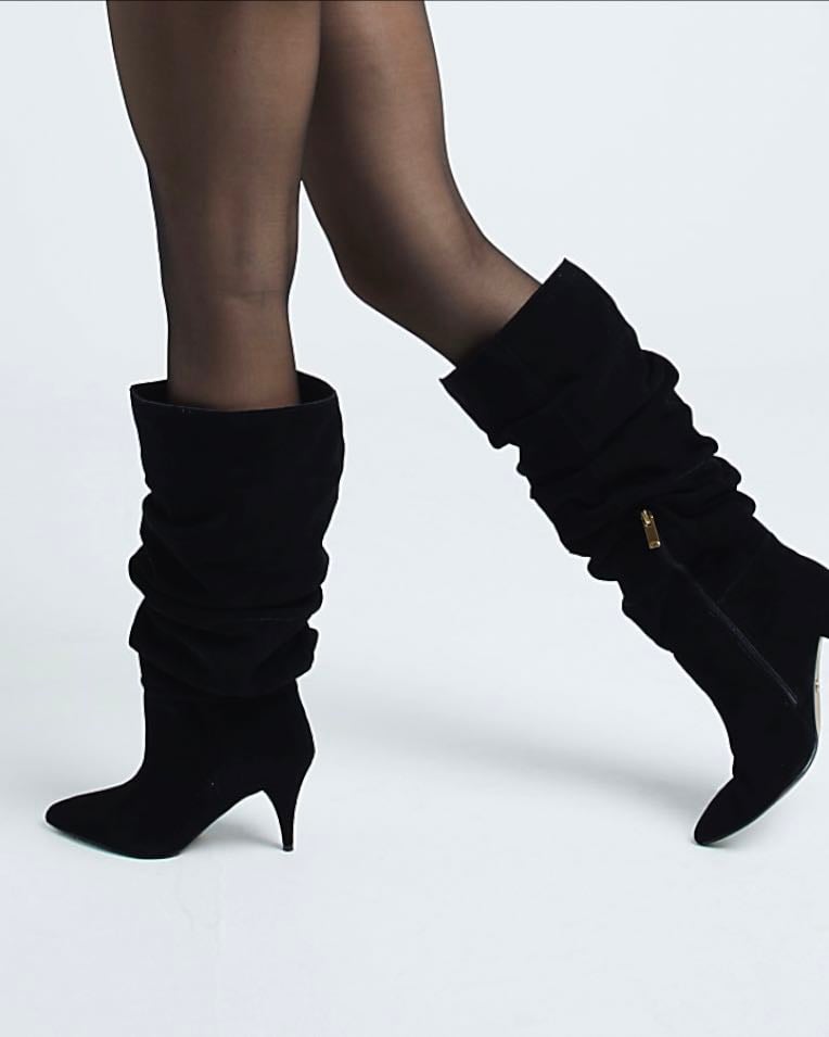 black heeled boots