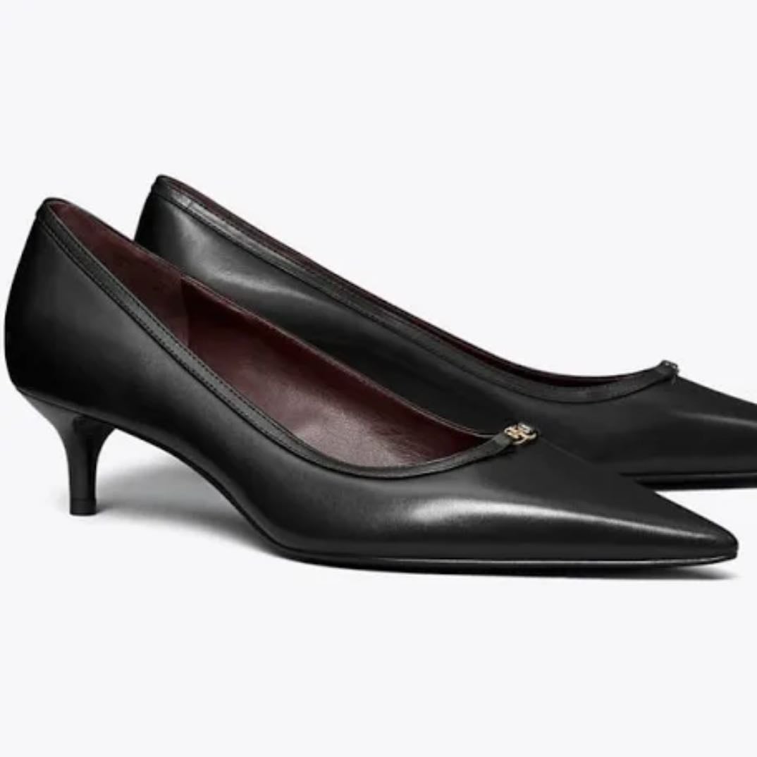 Double T Buckle Low-Heeled Pump - Color: Perfect Black / Perfect Black