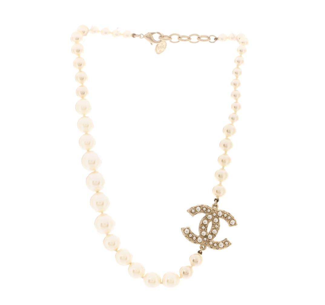 Pearl CC 100th Anniversary Necklace - Light Gold