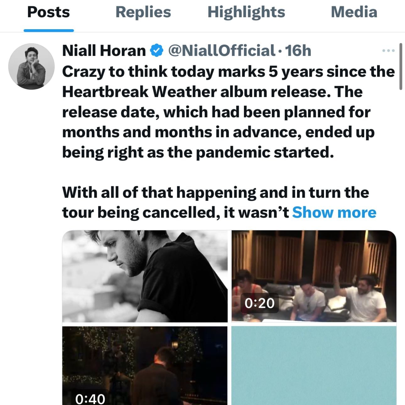 Niall posted heartbreak weather anniversary and a link?👀 - 13th March