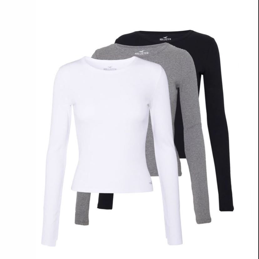 camisas de manga larga - en colores negro, blanco, gris y azul
