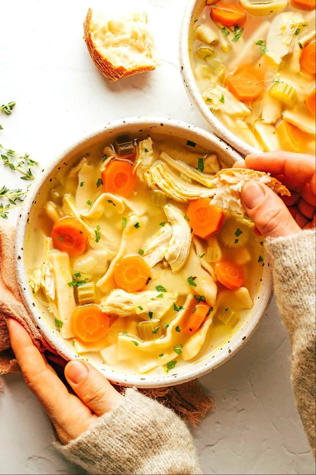 Chicken Soup - Easy source of vitamins, minerals, calories, and protein which your body may need in larger quantities when in recovery. Also rich in electrolytes!