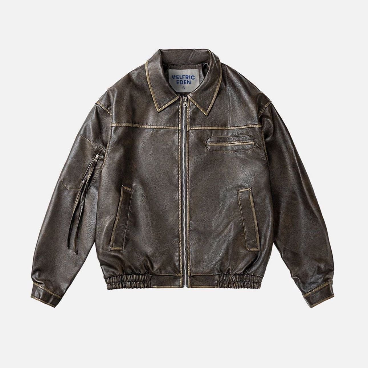 leather vintage jacket - for winter