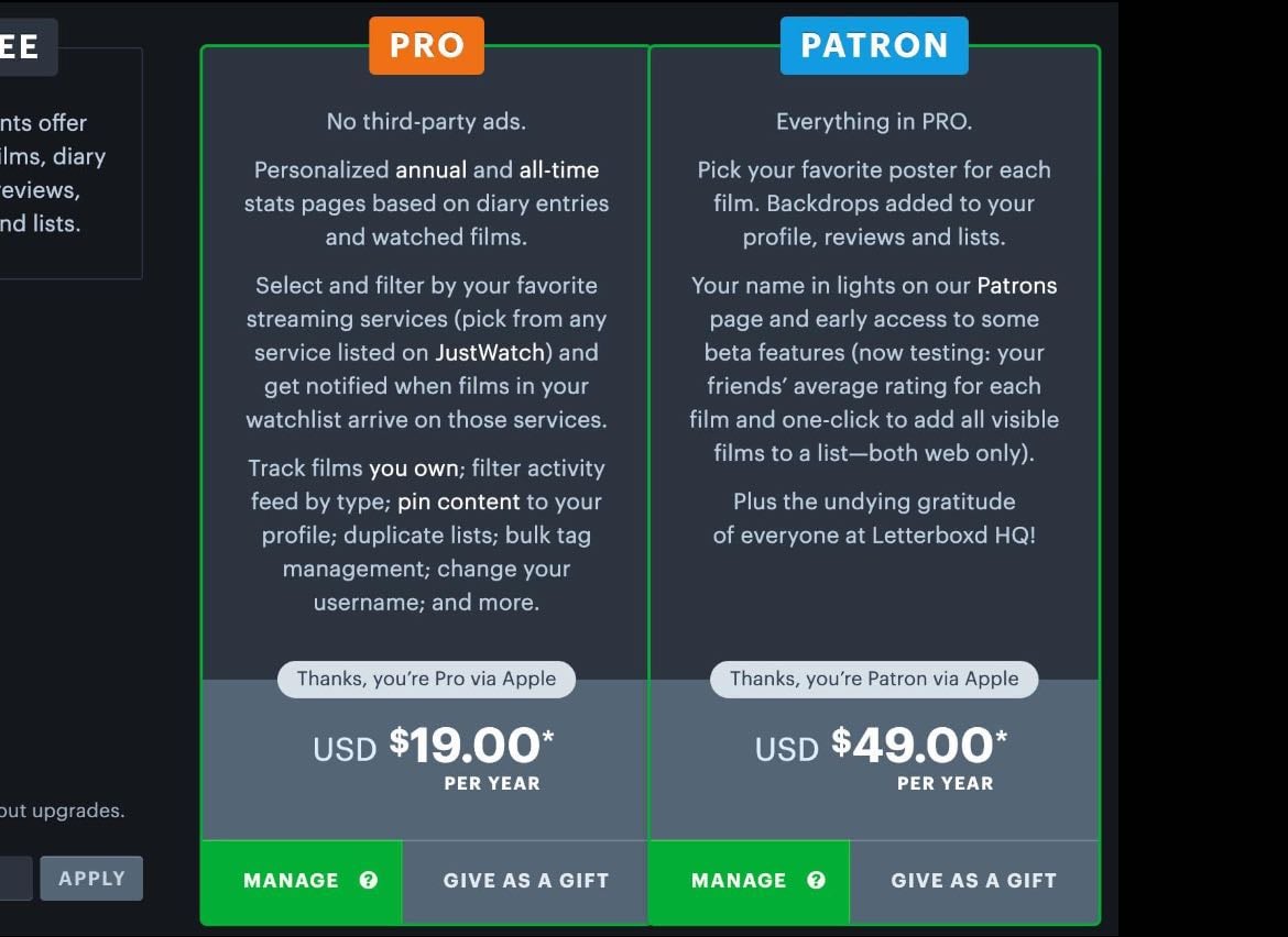 Letterboxd patron - (meu sonho ter o meu perfil no letterboxd personalizado)
