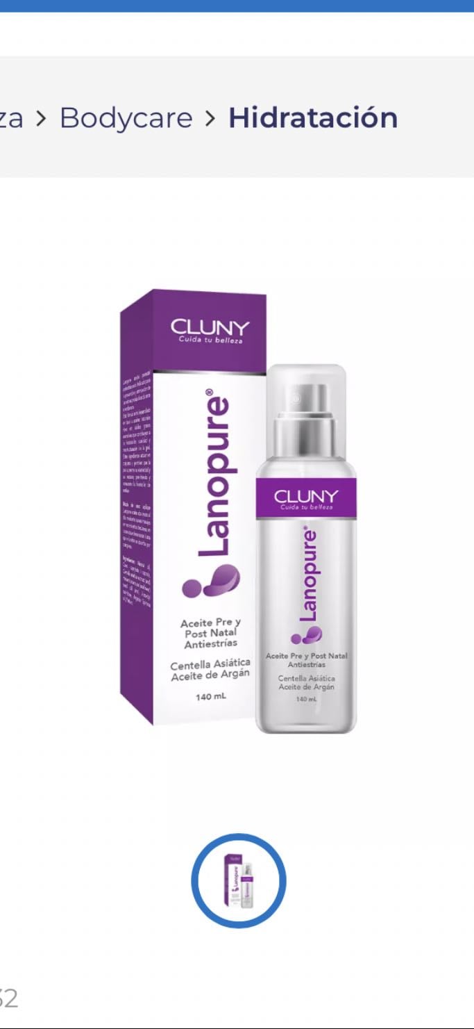 Cluny Lanopure Aceite anti estrías - $8.000
