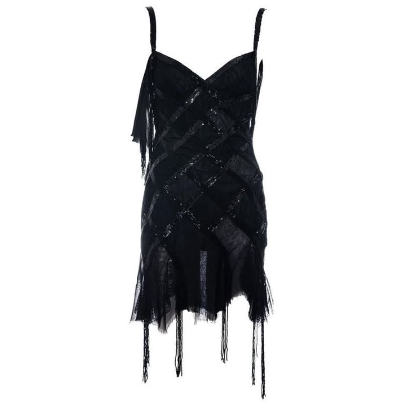 Versace black silk mini dress