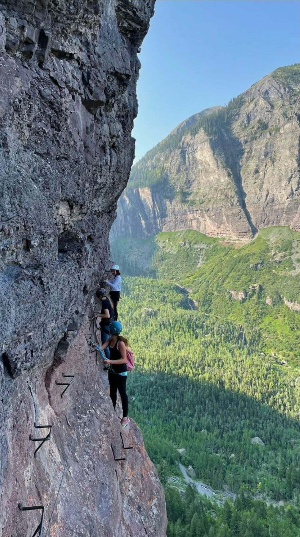 climbing in via ferrata