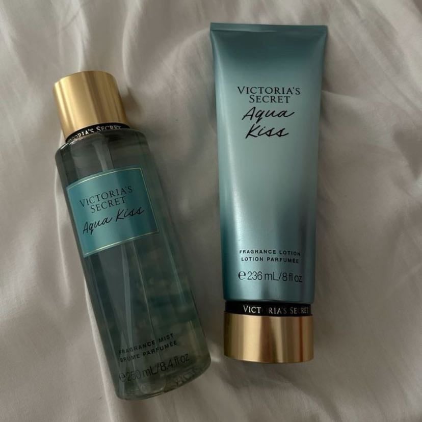 Victoria Secret Acua kiss - Crema y perfume, perfume solo para la ropa por ser mas suave, crema solo brazos