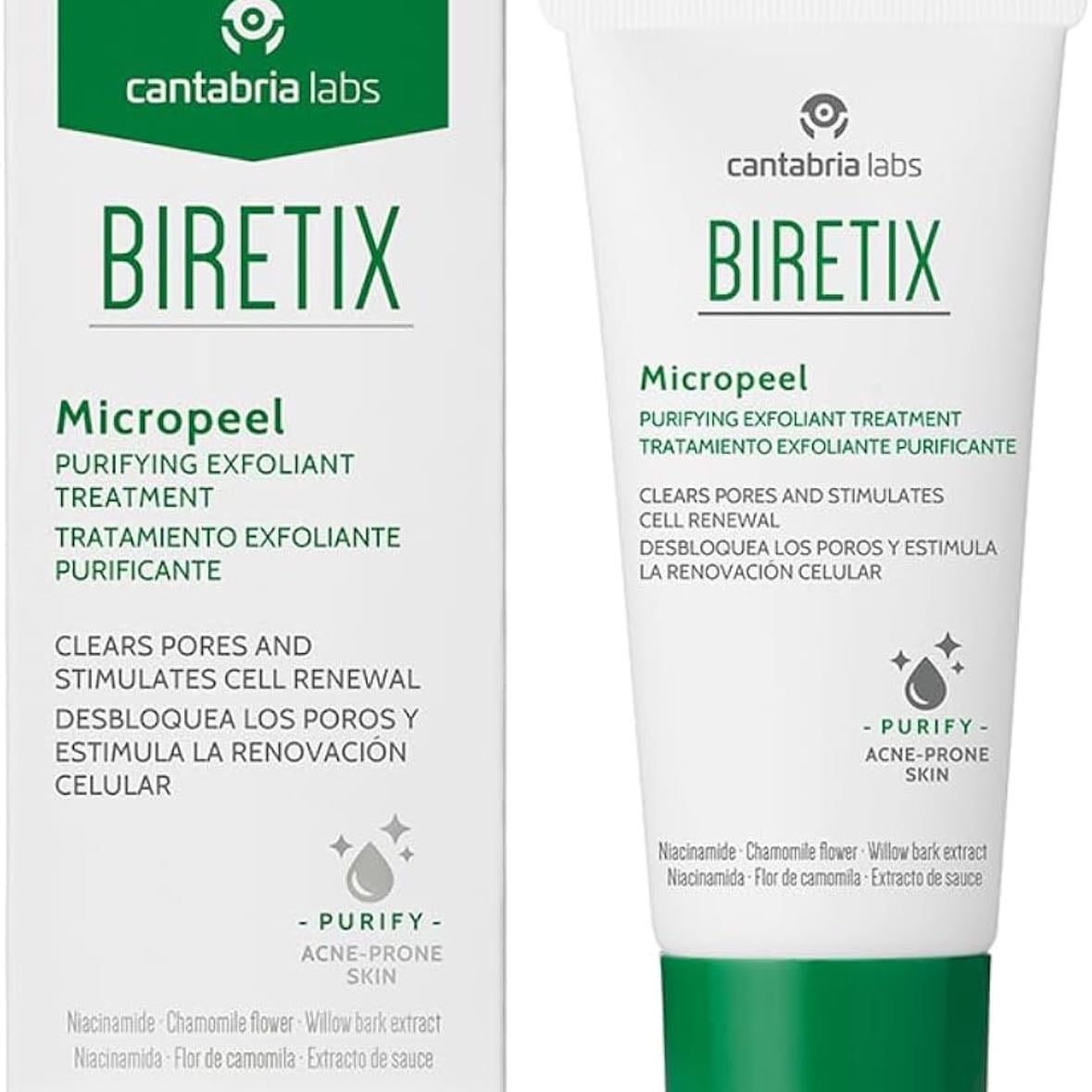 BIRETIX Micropeel - Exfoliante suave con efecto micro peeling. Limpia la piel en profundidad, desbloqueando los poros y eliminando las impurezas.