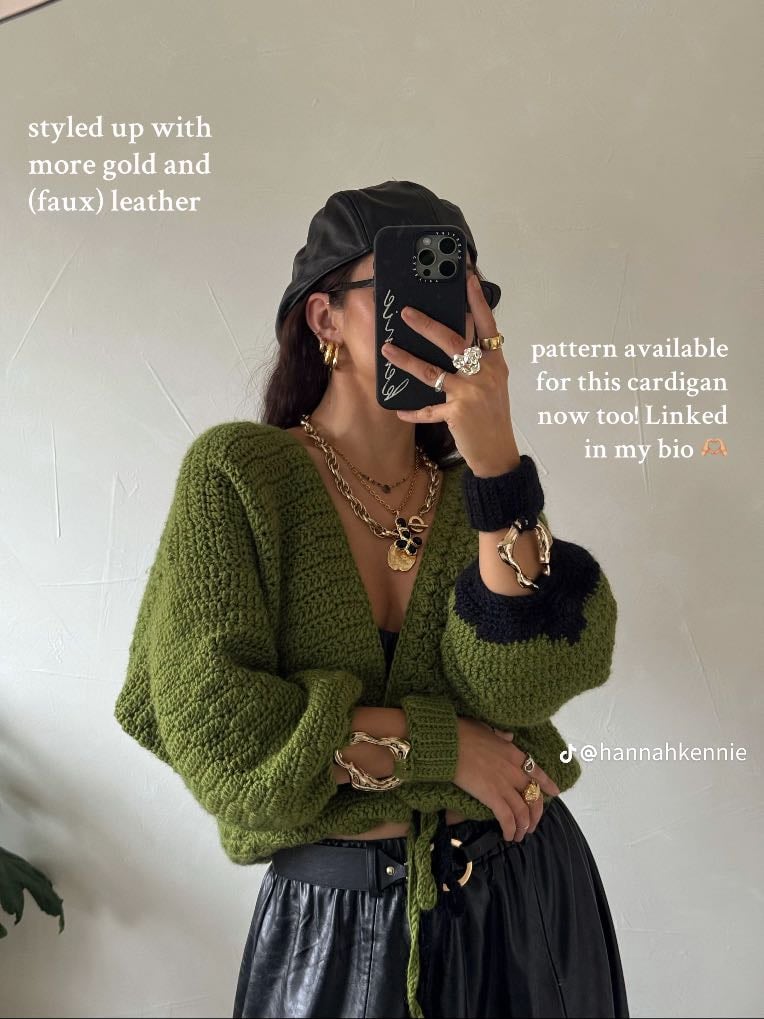 Cardigan with gold sleeve details