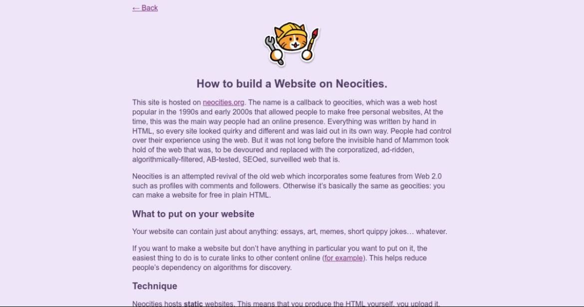 build a neocities website