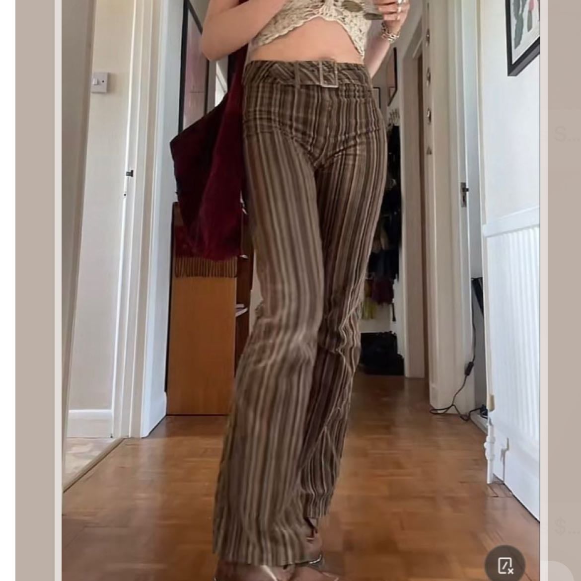 brown pin striped pants