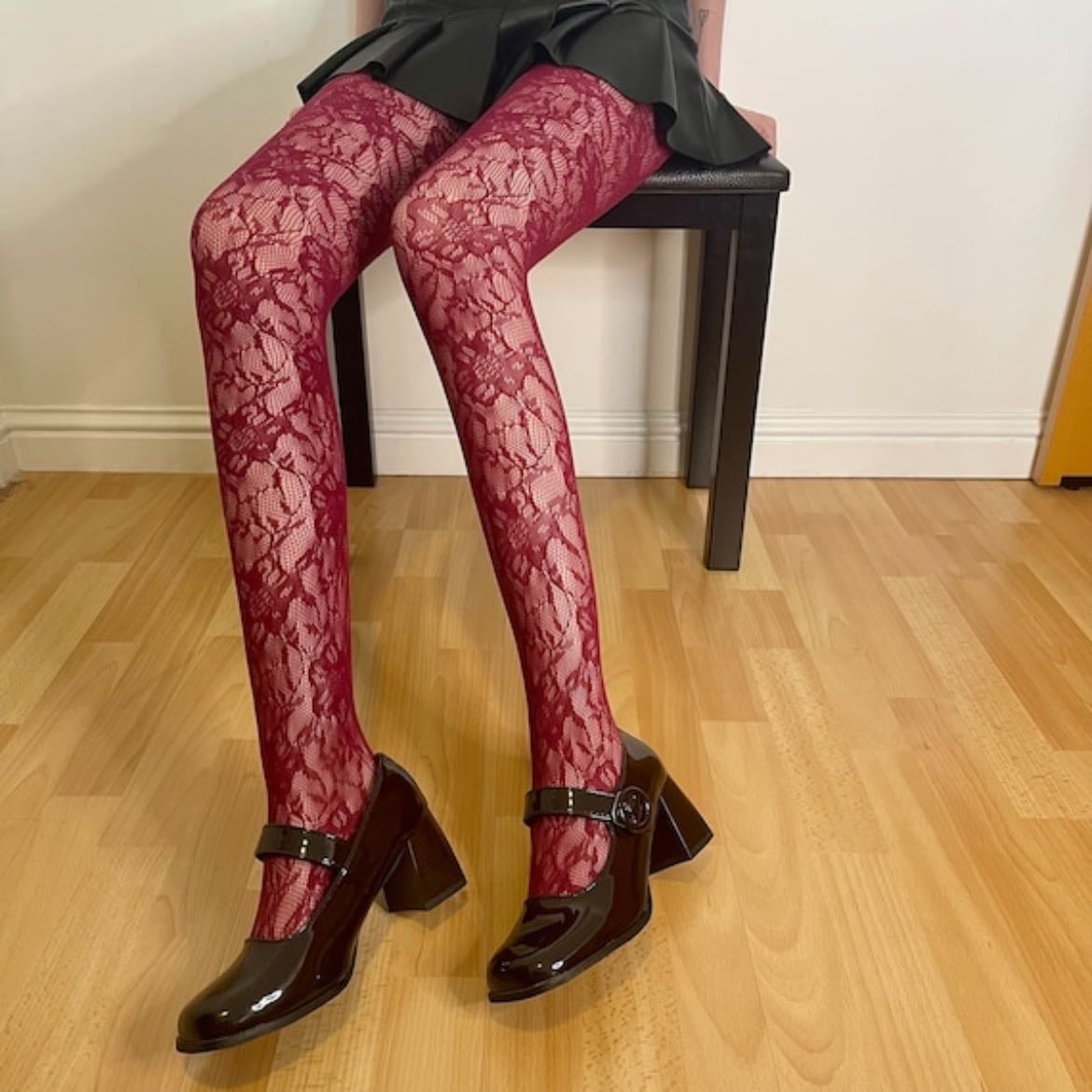 red lace tights