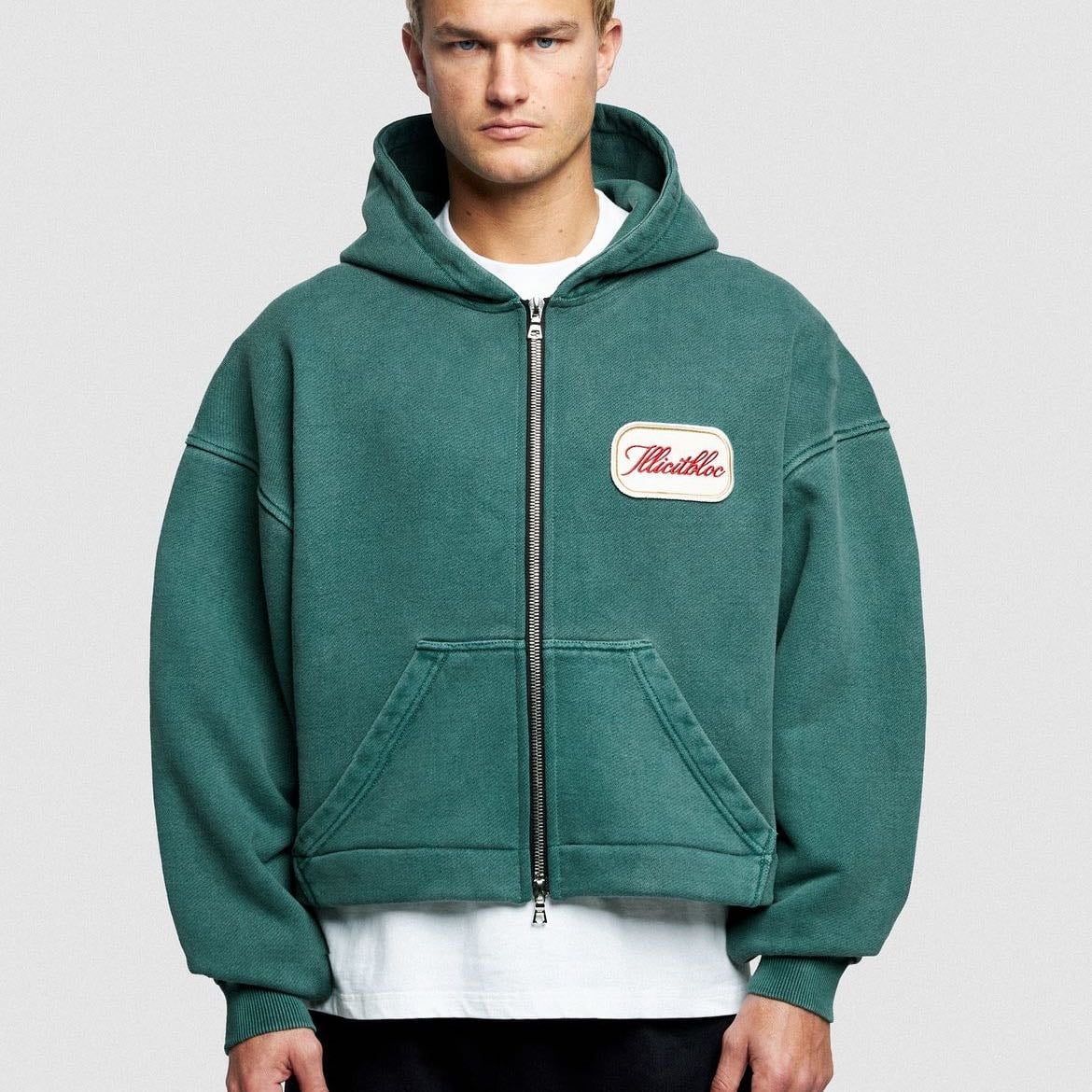 Patch Hoodie Green - Illicit Bloc