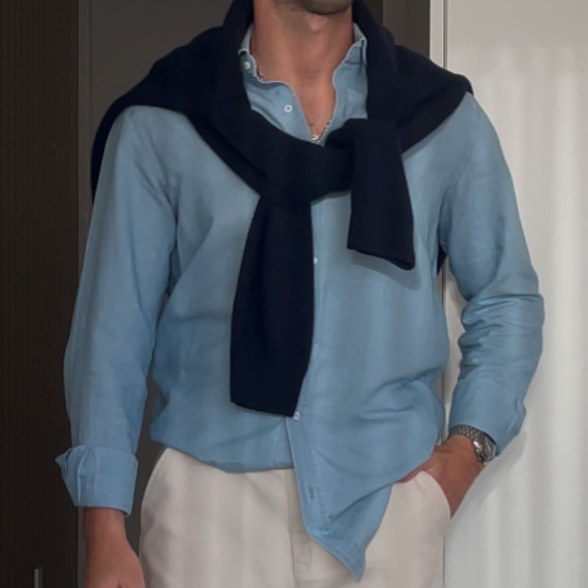 Blue Linen/Cotton Shirt - Massimo Dutti
