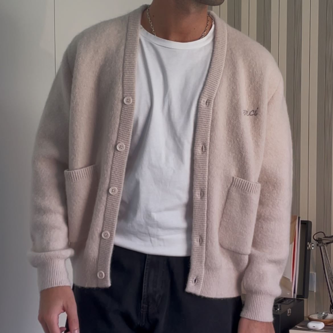 Knitted Mohair Cardigan Ecru - Percival