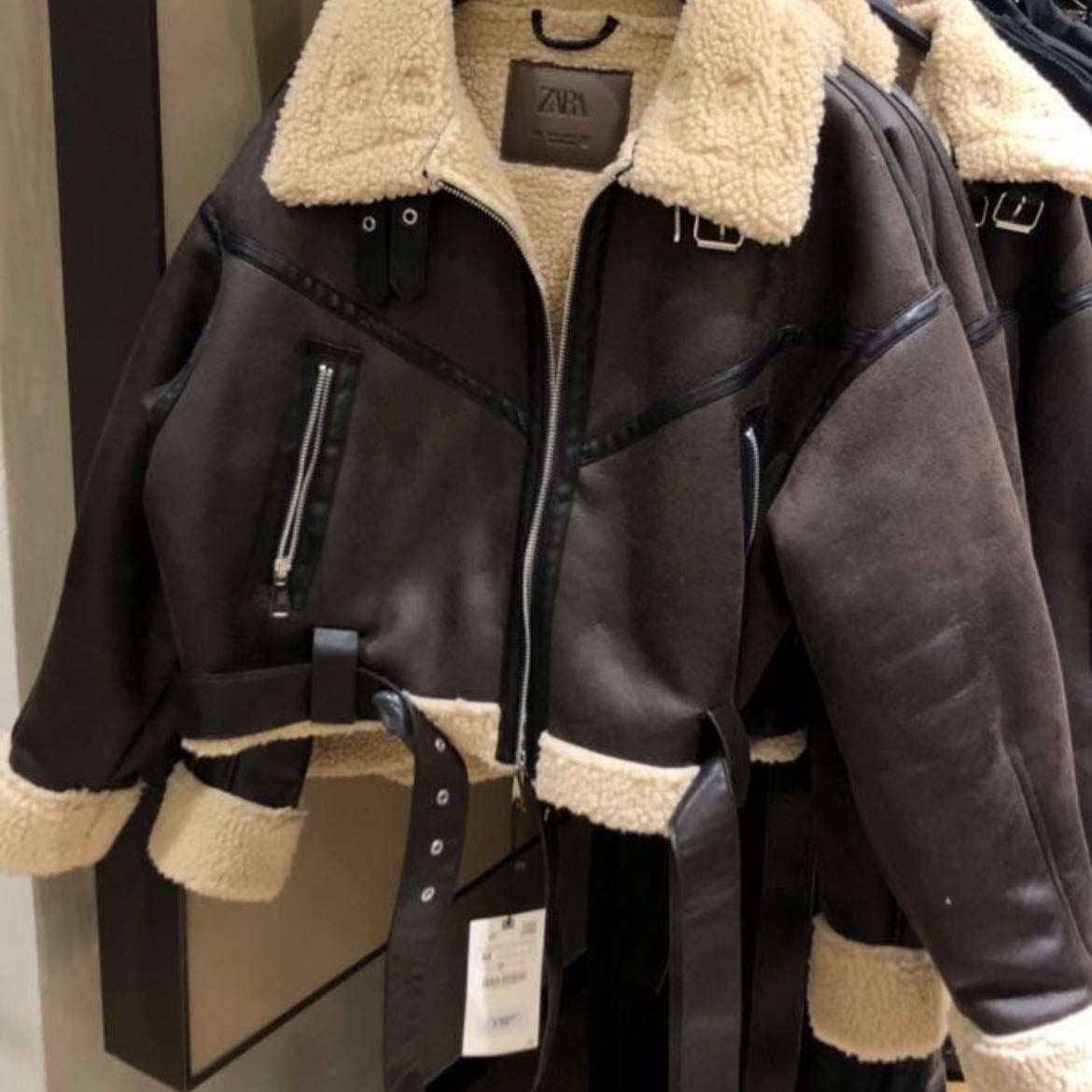 brown leather jacket - with faux fur