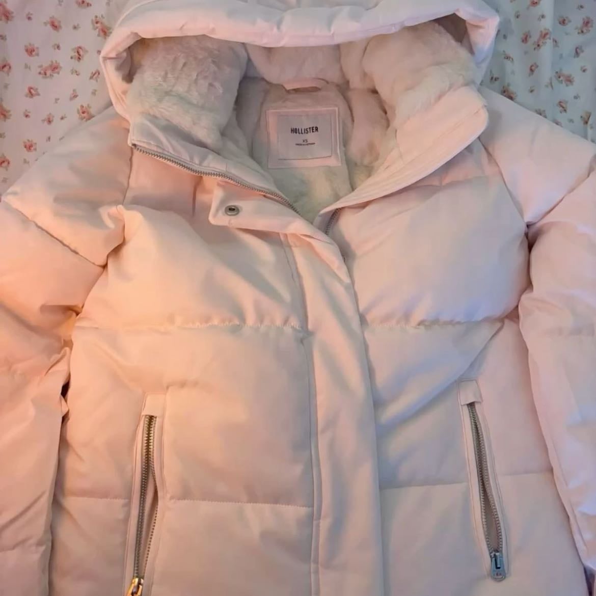 pink puffer jacket - baby pink