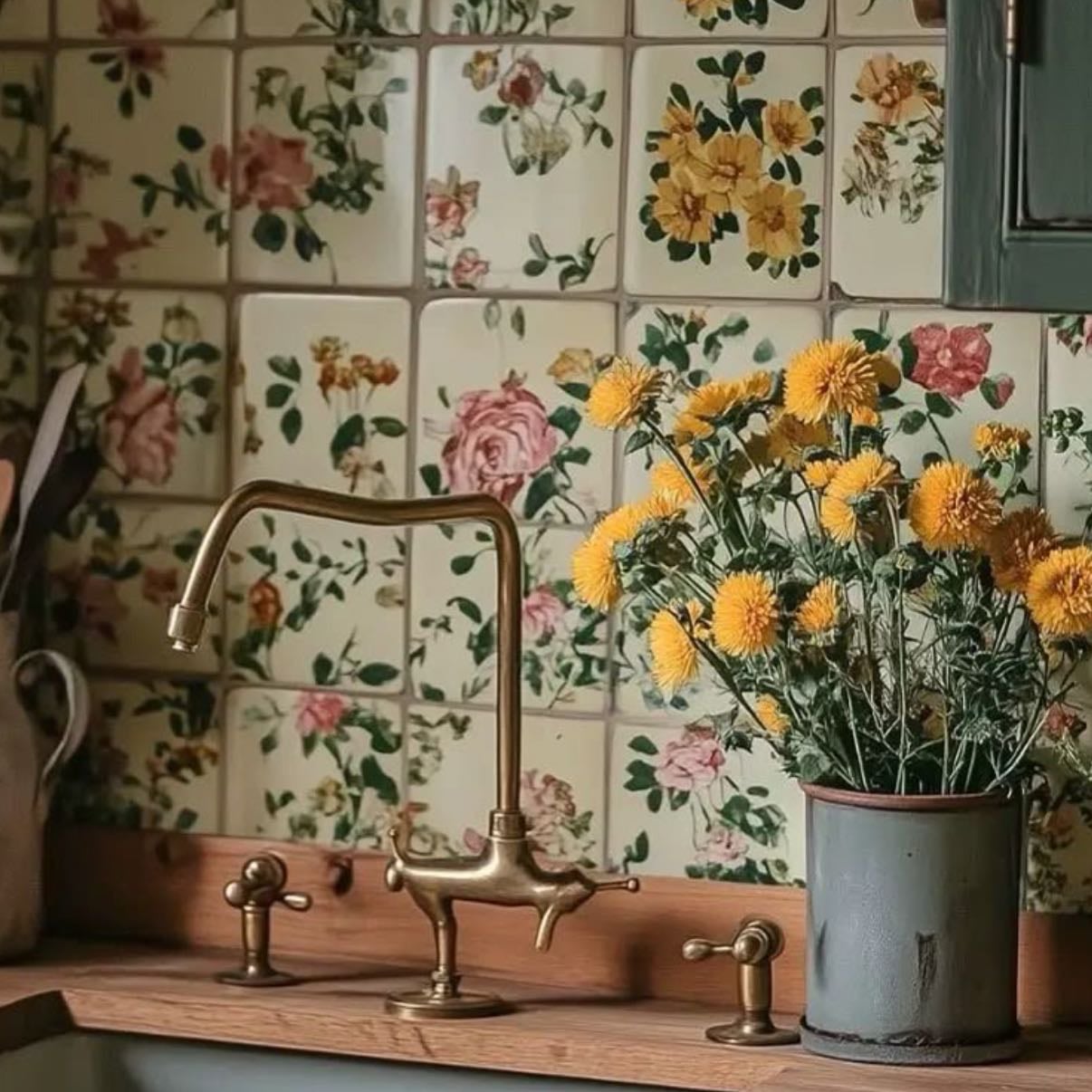 Sink tiles, florals