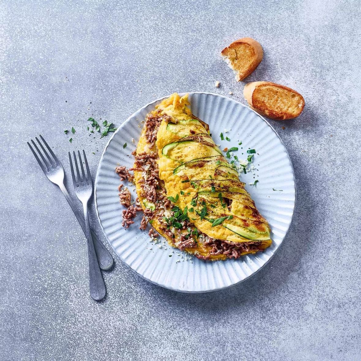 omelette viande hachée